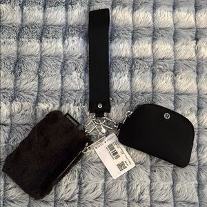 lululemon athletica Black Dual Pouch Wristlet Plush Fleece